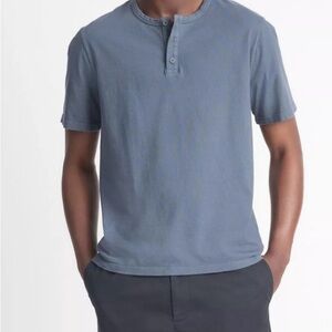 VINCE. Garment Dye Cotton Henley | Color: Washed Venice blue